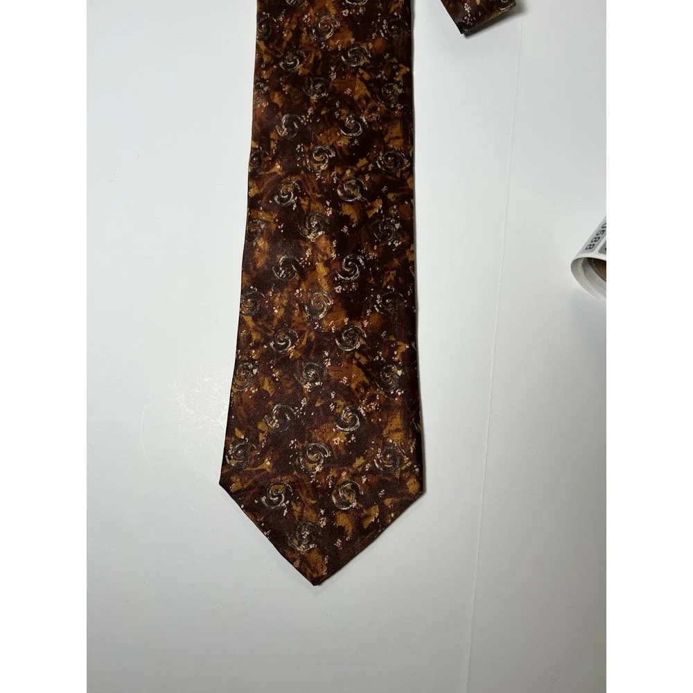 Vintage Dior Bronze Brown Orange Foulard Tie Business Meetings Poetcore